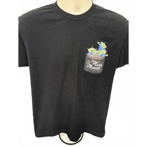 TULEX PIZZA PLANET T SHIRT LARGE DISNEY PIXAR BLACK - Picture 1 of 1